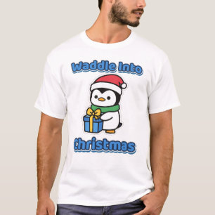 Camiseta Tambalea en la Navidad Gorro de Santa Pingüino Lin