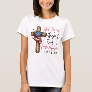 Camiseta También ama a Jesús y a Estados Unidos