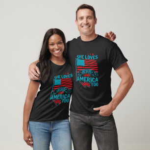 Camiseta También ama a Jesús y a Estados Unidos