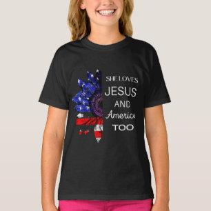 Camiseta También ama a Jesús y a Estados Unidos