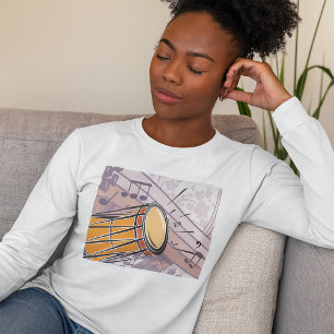 Camiseta Tambor Bongo Tradicional Con Notas Musicales