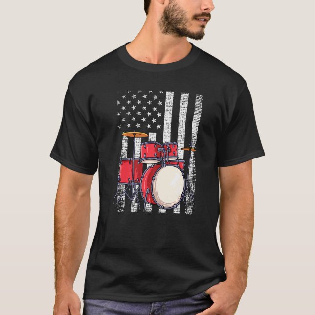 Camiseta Tambor de bandera de Estados Unidos tambor patriót (Anverso)