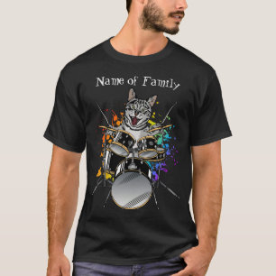 Camiseta Tambor de gato toca tambores T-Shirt masculino