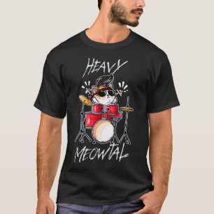 Camiseta Tambor de juego de gato Meowtal Drummer Kitten Mus
