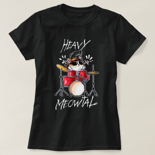 Camiseta Tambor de juego de gato suave Meowtal Heavy Meowta (Diseño del anverso)
