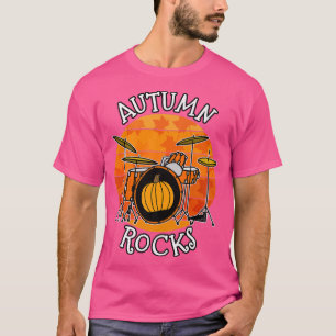 Camiseta Tambor de otoño, rocas otoñales, músico de tambor
