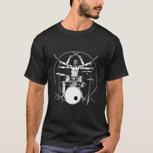 Camiseta Tambor de tambor Da Vinci Tambor Vitruviano