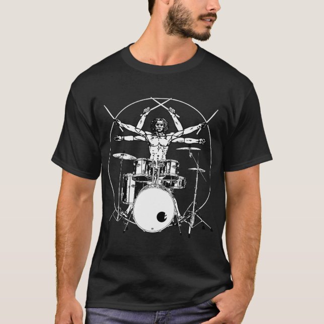 Camiseta Tambor de tambor Da Vinci Tambor Vitruviano (Anverso)