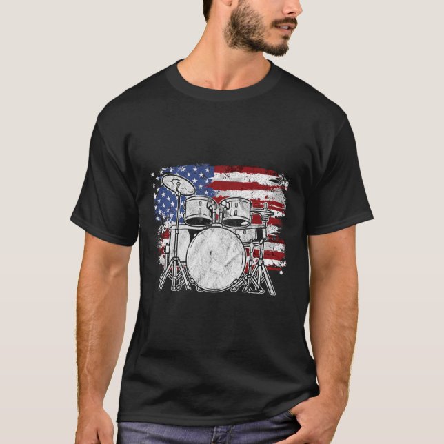 Camiseta Tambor De Tambor Tambor Tambores Bandera Estadouni (Anverso)