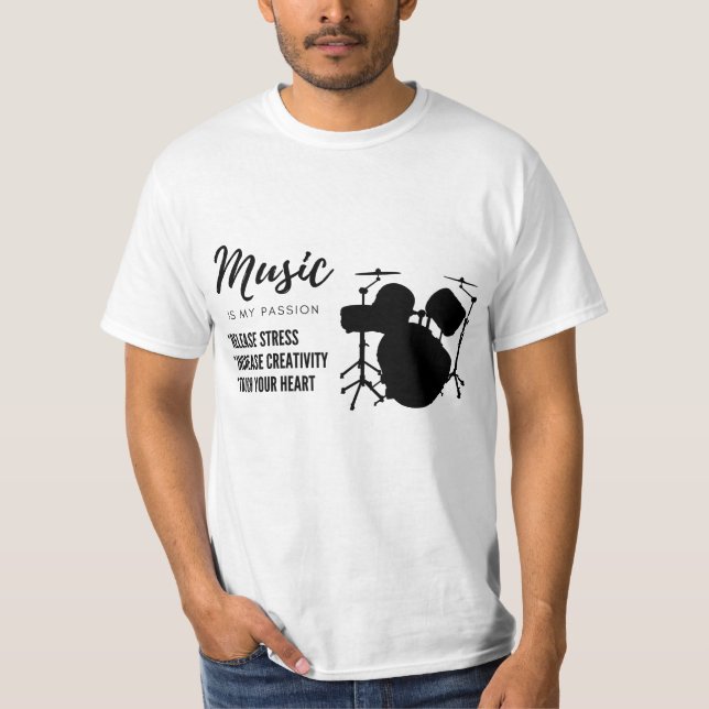 Camiseta tambor, tambor, música, amante (Anverso)