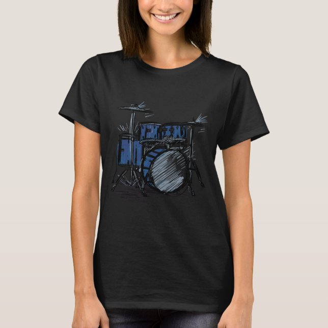 Camiseta Tambores acuarela Dilución de tambor (Anverso)