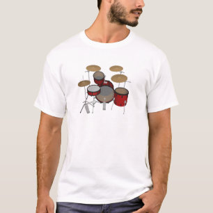 Camiseta Tambores: Batería roja: modelo 3D: