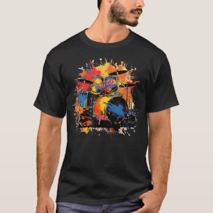 Camiseta Tambores Coloridos Para Gran Baterista