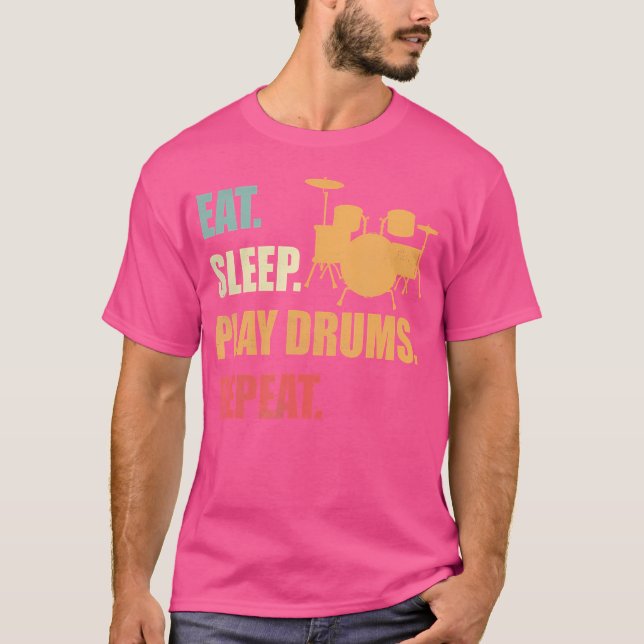 Camiseta Tambores de juego de sueño de comer Repita Gracios (Anverso)