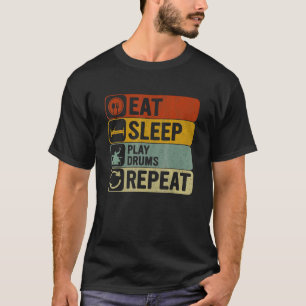 Camiseta Tambores de juego de sueño de comer Retro 60s 70s