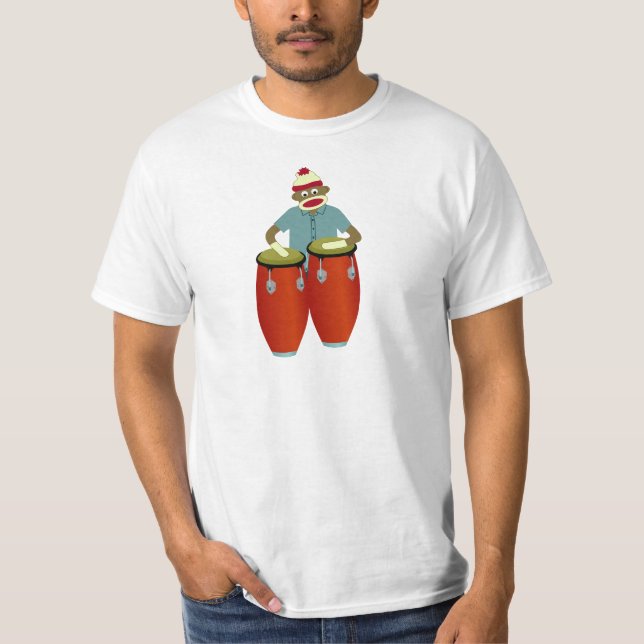 Camiseta Tambores del Conga del mono del calcetín (Anverso)