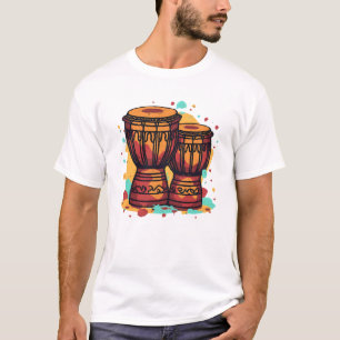 Camiseta Tambores Djembe Gemelos Coloridos