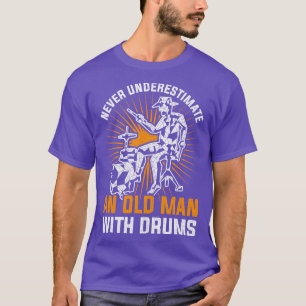 Camiseta Tambores Musician Retirement Gift Old Man Drummer
