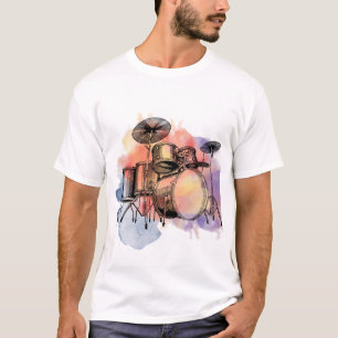 Camiseta Tambores salpicados de color agua