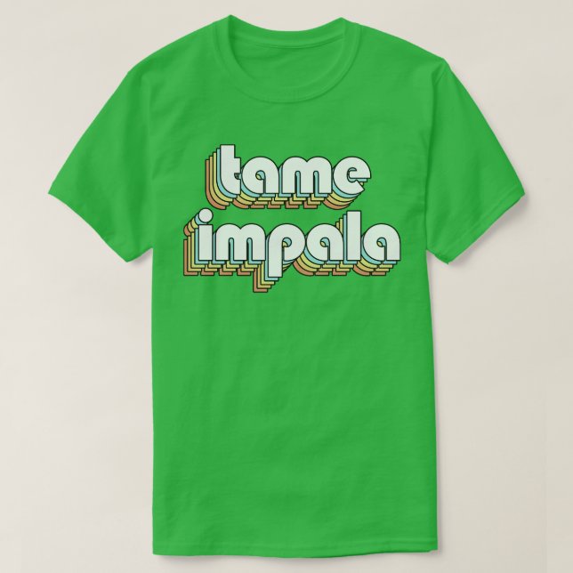 Camiseta Tame Impala Retro Tipografía Arcoiris Estilo desva (Diseño del anverso)