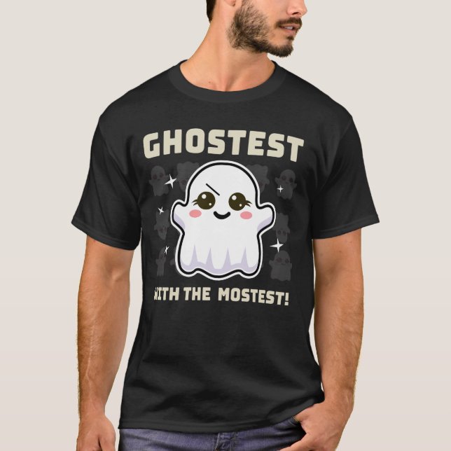 Camiseta Tamiseta masculina de Halloween Fantasma Kawaii (Anverso)