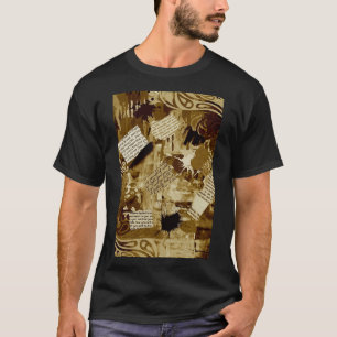 Camiseta Tamiseta negra T-Shirt impresión de época beige