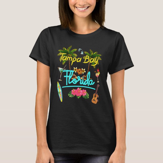 Camiseta Tampa Bay Florida Beach Summer Palm Surf Sun Set P (Anverso)