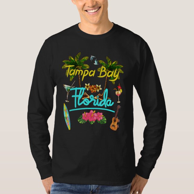 Camiseta Tampa Bay Florida Beach Summer Palm Surf Sun Set P (Anverso)