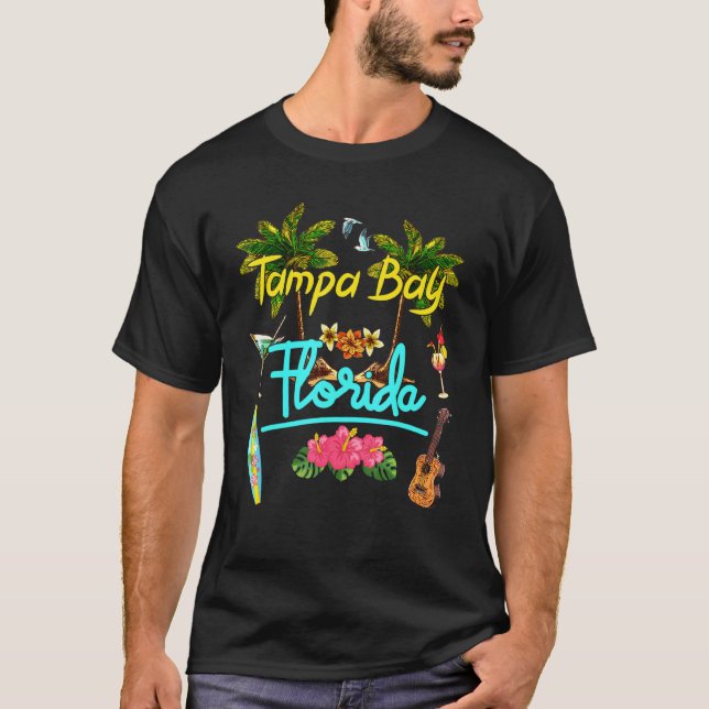 Camiseta Tampa Bay Florida Beach Summer Palm Surf Sun Set P (Anverso)