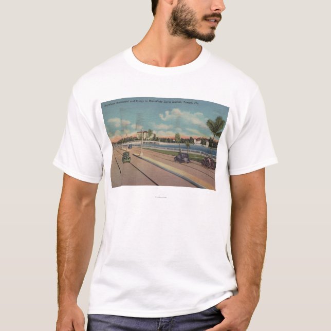 Camiseta Tampa, FL - vista del bulevar de Bayshore, puente (Anverso)
