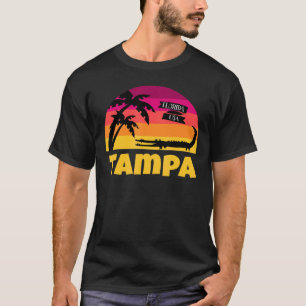 Camiseta Tampa Florida Retro Sunset And Alligator