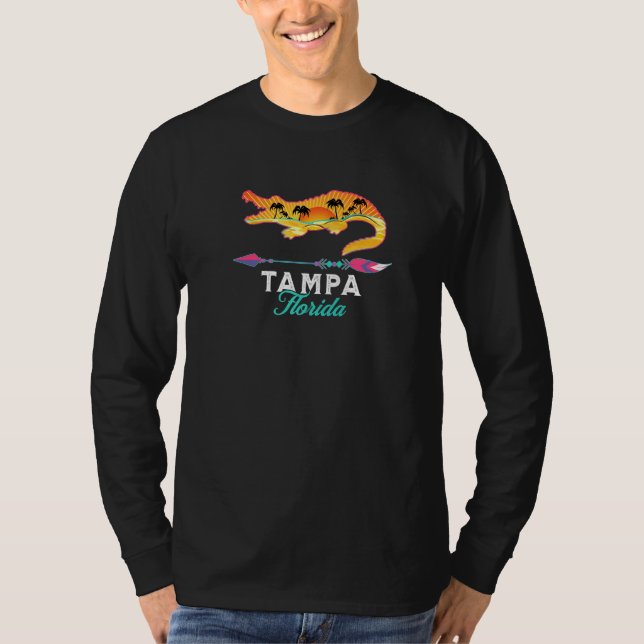 Camiseta Tampa Florida Usa Alligator Retro Sun Palm Trees S (Anverso)