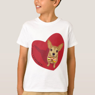 Camiseta Tan Chihuahua con corbata de arco en un corazón ro