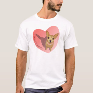 Camiseta Tan Chihuahua en el corazón de un collar rosado co