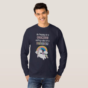 Camiseta Tan feliz como un unicornio que come la torta en