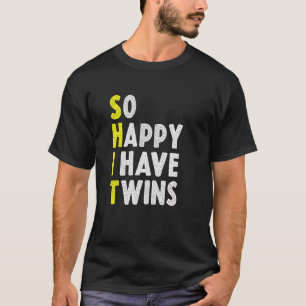 Camiseta Tan feliz que tengo mellizos divertidos, papá padr