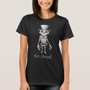 Camiseta Tan Muerto Esqueleto Sombrero de Copa Alto Negro H