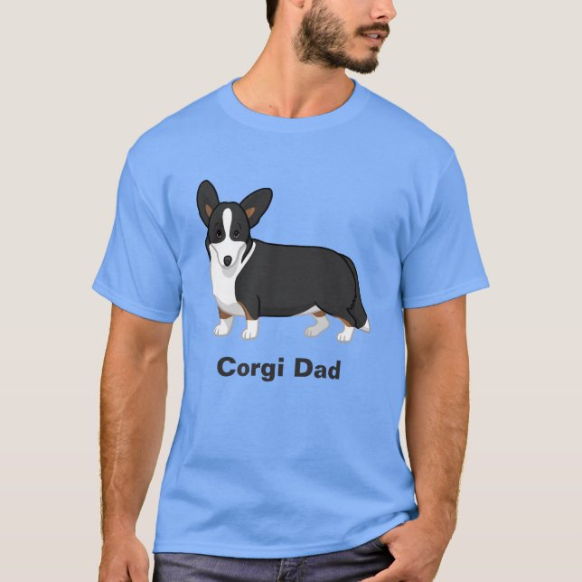 Camiseta Tan negro chiquito cardigan galés Corgi papá (Anverso)