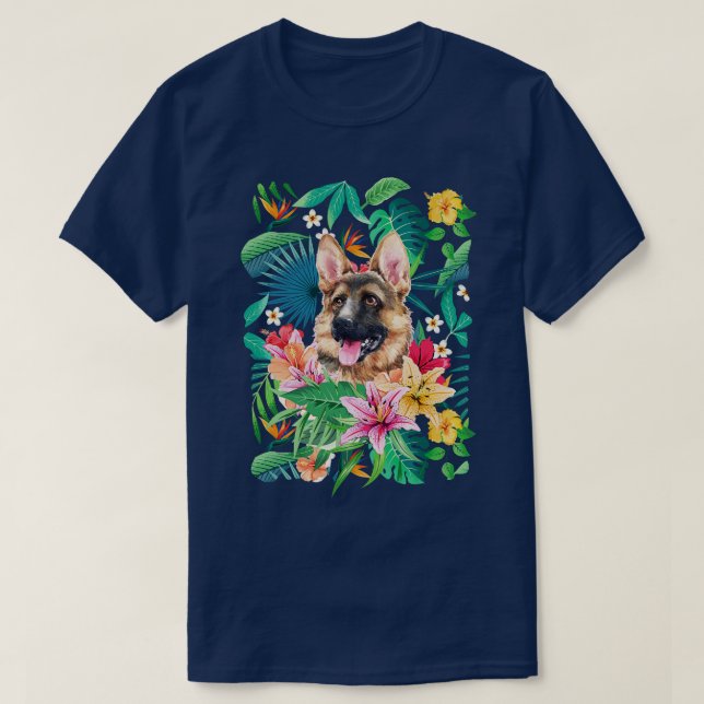 Camiseta Tan tropical perro pastor alemán 1 (Diseño del anverso)
