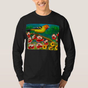 Camiseta Tanager occidental en sudadera de flores de jardín