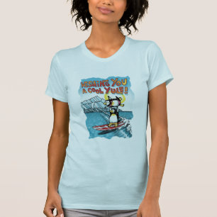 Camiseta Tándem fresco de Yule que practica surf pingüino