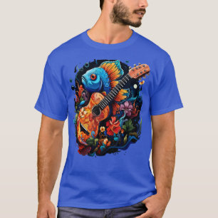 Camiseta Tang azul tocando guitarra