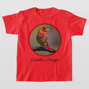 Camiseta Tángara escarlata mudando - Fotografía original