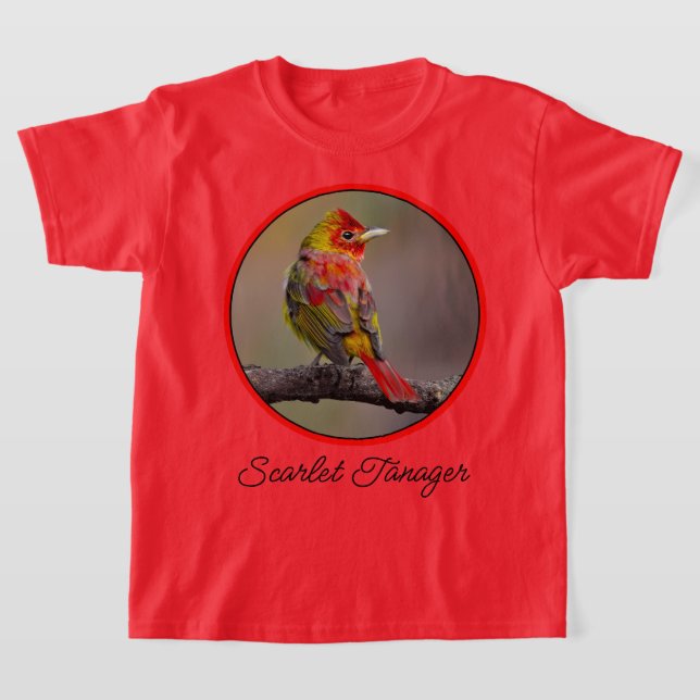 Camiseta Tángara escarlata mudando - Fotografía original (Distribución)