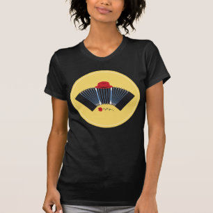 Camiseta Tango argentino Bandoneon con Red Fedora y Rosa