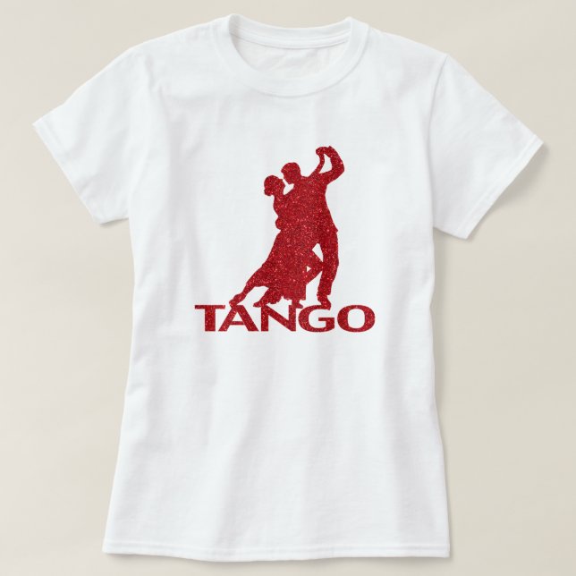 Camiseta Tango Ballroom Silhouette Red Faux Purpurina (Diseño del anverso)