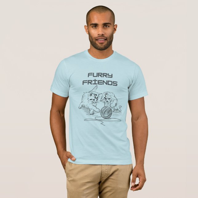 Camiseta Tango de hilo juguetón — Dos gatitos en juego (Anverso completo)