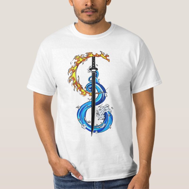 Camiseta Tanjiro kamado fuego espada de agua (Anverso)