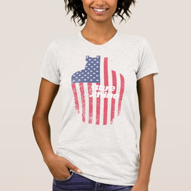 Camiseta Tanque de "bandera estadounidense" rinoceronte azu (Anverso)
