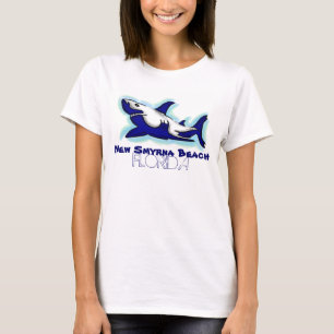 Camiseta Tanque de damas de tiburón azul de la nueva playa